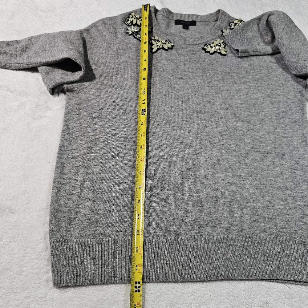 J.CREW Embellished Front GREY Sweater: Size S